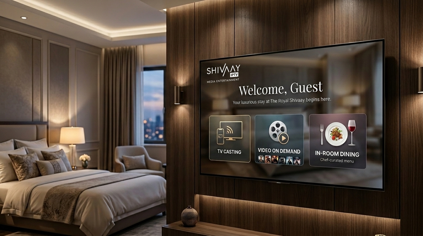 Shivaay IPTV In-Room Guest Interface Screen mockup